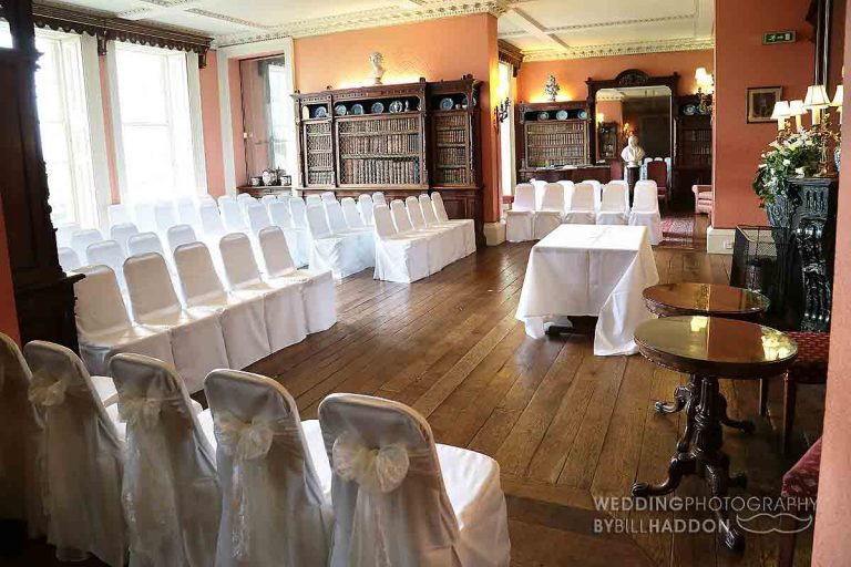 Prestwold Hall libary wedding