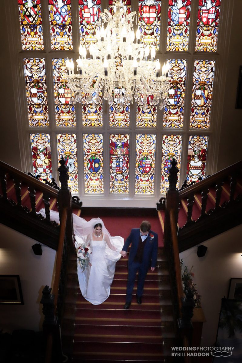Beaumanor Hall wedding walk down the grand staircase