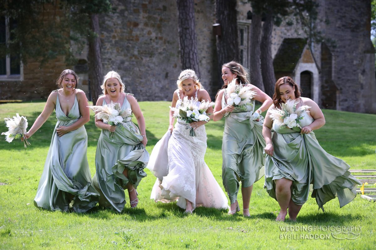 Brooksby Hall bride and bridesmaids