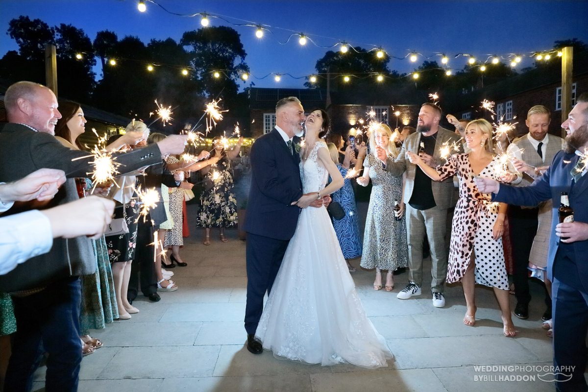 Wedding sparklers at Donington Parkfarm