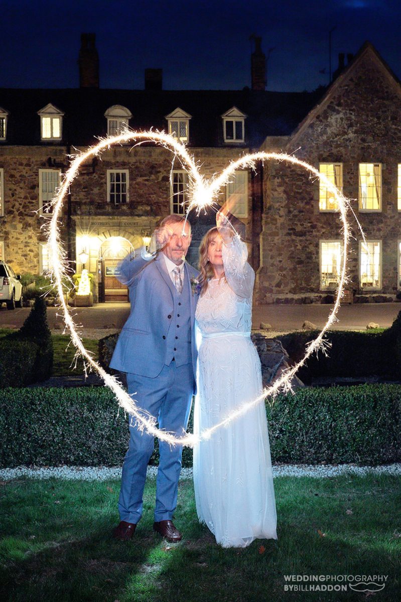 Wedding fireworks. Sparkler heart