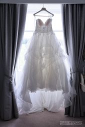 Prestwold Hall wedding bride prep dress