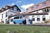 Ullesthorpe Court wedding bride and groom and wedding car